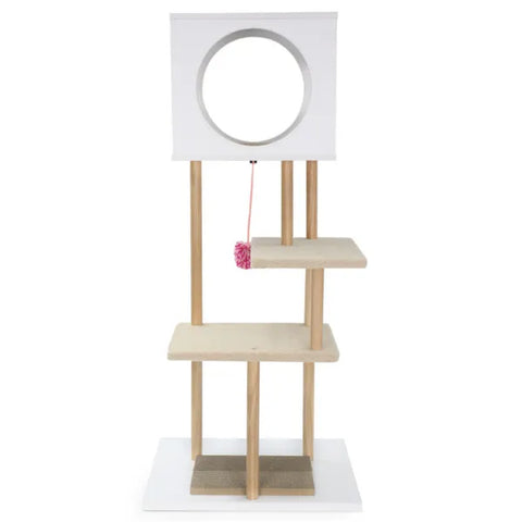 Multi-Level Cat Tree With 2 Scratching Pads, Dual-Door Cat Condo & Anti-Tipping Kit For Indoor Cats