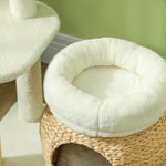 31" Cat Tree Tower with Scratching Posts, Cat Condo, Beds, Platform and Toy Ball for Indoor Cats, Cream White
