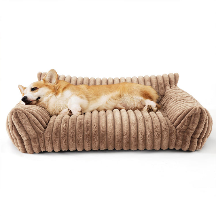 Pet Sofa with Removable Washable Cover, All-Season Pet Mattress with Rabbit Fur Plush Dog Bed