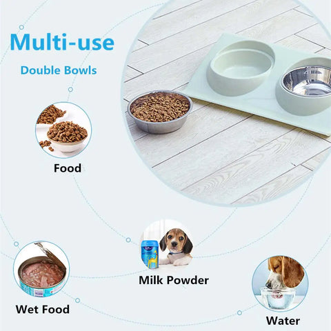 Stainless Steel Double Pet Bowl for Dogs & Cats