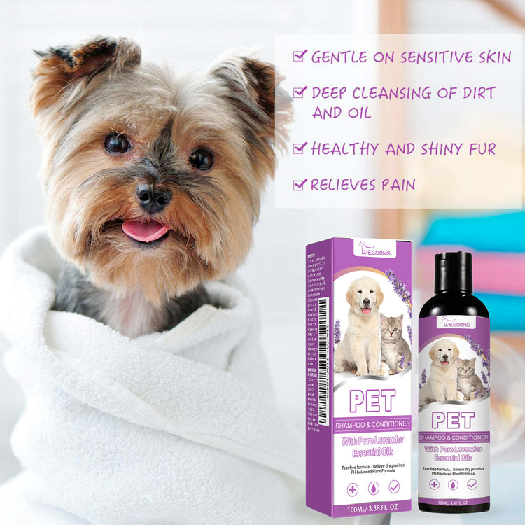 Yegbong Pet Shampoo, Pet Bath Relieves Skin Itchy, Hair Smooth Non-Knotting Shampoo