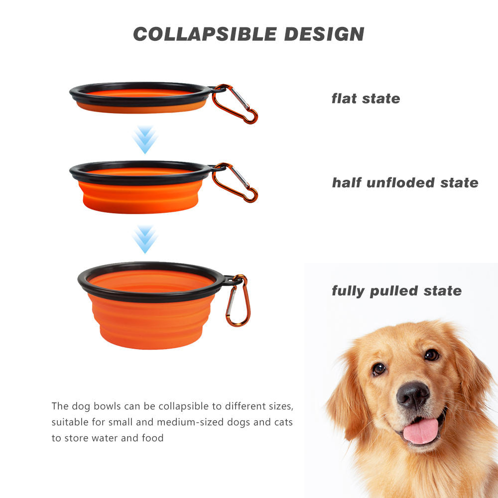 Dog Bowl Pet Collapsible Bowls, 2 Pack, Large, Dog Water Bowls for Cats Dogs, Portable Pet Feeding Watering Dish for Walking Parking Traveling with 2 Carabiners Collapsible Dog Bowls, Travel, Hiking