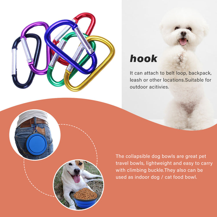 Dog Bowl Pet Collapsible Bowls, 2 Pack, Large, Dog Water Bowls for Cats Dogs, Portable Pet Feeding Watering Dish for Walking Parking Traveling with 2 Carabiners Collapsible Dog Bowls, Travel, Hiking