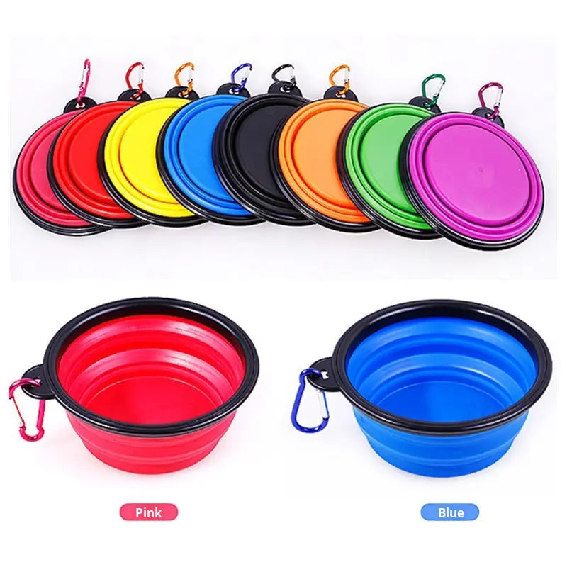 Dog Bowl Pet Collapsible Bowls, 2 Pack, Large, Dog Water Bowls for Cats Dogs, Portable Pet Feeding Watering Dish for Walking Parking Traveling with 2 Carabiners Collapsible Dog Bowls, Travel, Hiking