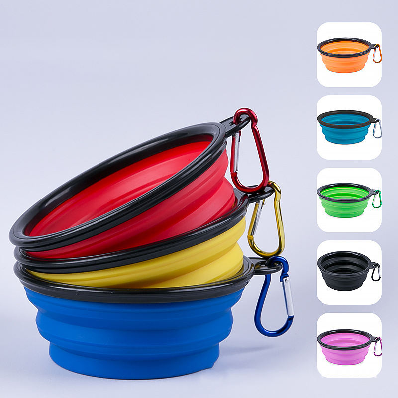 Dog Bowl Pet Collapsible Bowls, 2 Pack, Large, Dog Water Bowls for Cats Dogs, Portable Pet Feeding Watering Dish for Walking Parking Traveling with 2 Carabiners Collapsible Dog Bowls, Travel, Hiking