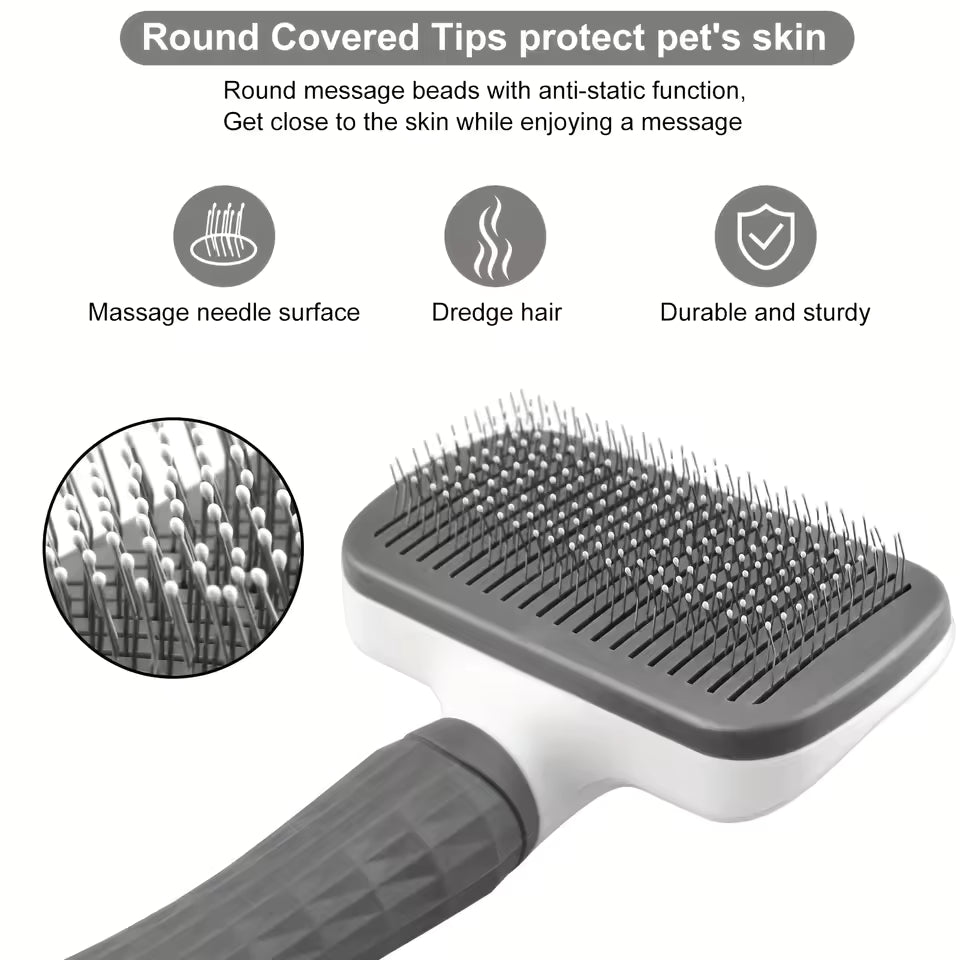 Self-Cleaning Pet Grooming Brush | One-Button Hair Removal | Gentle Massage Comb for Dogs & Cats