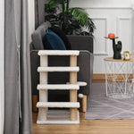 4 Levels Cat Steps with Scratching Posts for High Bed, Sofa, White