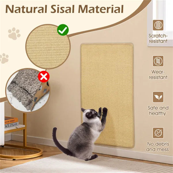 2-Pack 32"x20" Natural Sisal Cat Scratching Mats, Multifunctional Resting & Play Pads For Multi-Cat Households