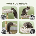 35 Inch Modern Cat Tree for Indoor Adult Cats with Wooden Scratching Posts, Cat Bed & Rope Cat Toy, Brown