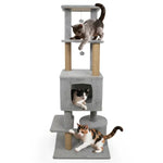 64" Light Gray Cat Tower With Plush Perches & 3 Dangling Balls, Jute Scratching Posts & Anti-Tipping Device For Multi-Cat Households