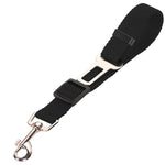 Black dog seatbelt harness with metal buckle and clip for safe car travel
