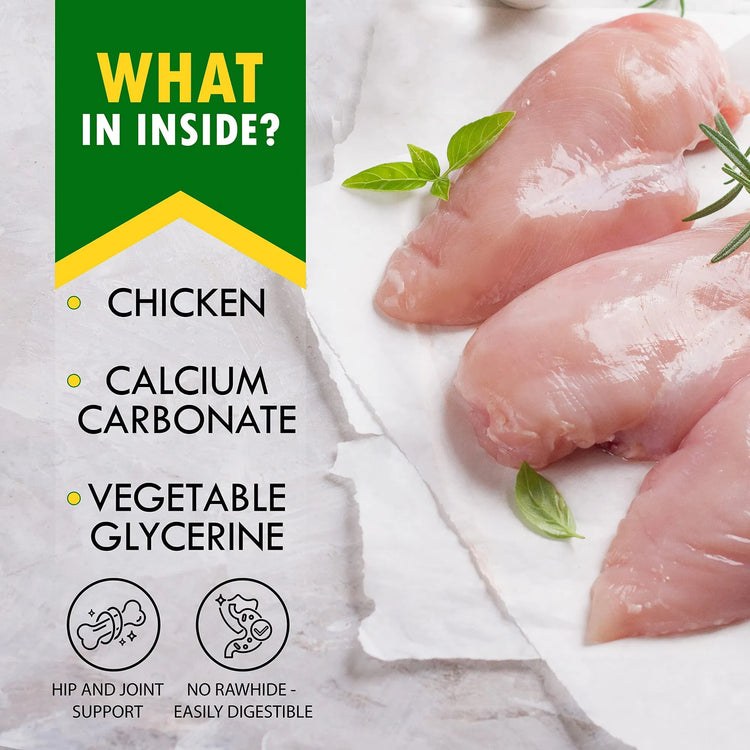 Dog Calcium Bones Wrapped Chicken & Rawhide Free Chew Treats Pet Healthy Dried Snacks Grain Free Organic Meat Chews For Training Small Large Dogs