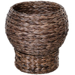 Handwoven Elevated Cat Bed with Rotating Basket and Soft Cushion, Wicker Cat Egg Chair with Stand, Brown