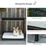 Wicker Dog House Raised Rattan Puppy Bed Cat Shelter for Indoor Outdoor Garden Patio Pet Sofa with Removable Cushion for Medium Sized Pet Brown
