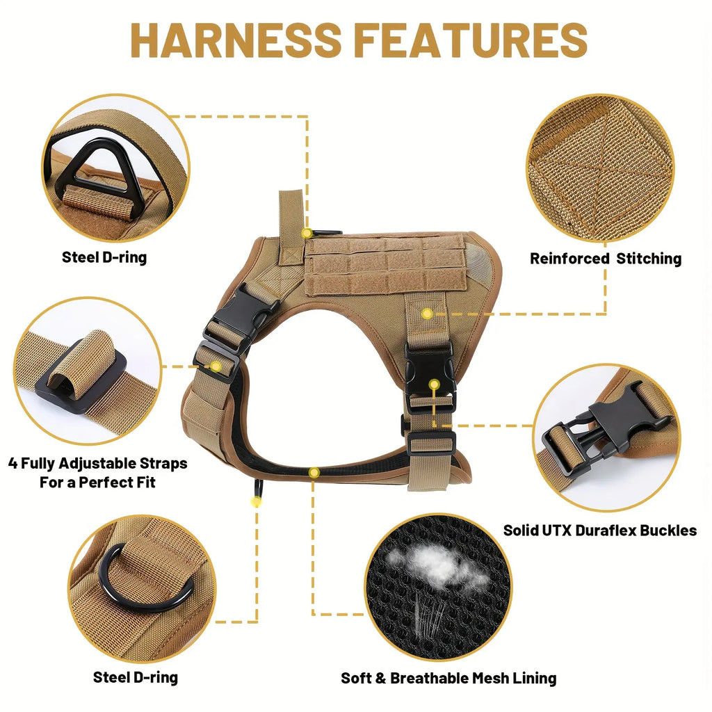 American Local Tactical Pet Boobs Service Dog Harness Vest Adjustable Reflective Dog Harness Metal Buckle Hiking Training
