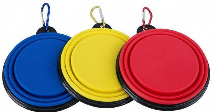 Dog Bowl Pet Collapsible Bowls, 2 Pack, Large, Dog Water Bowls for Cats Dogs, Portable Pet Feeding Watering Dish for Walking Parking Traveling with 2 Carabiners Collapsible Dog Bowls, Travel, Hiking