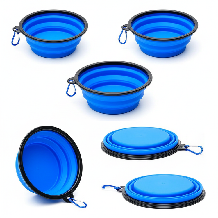 Silicone Foldable Pet Food Water Feeder, Collapsible Travel Bowl for Dog and Cat, Outdoor Portable