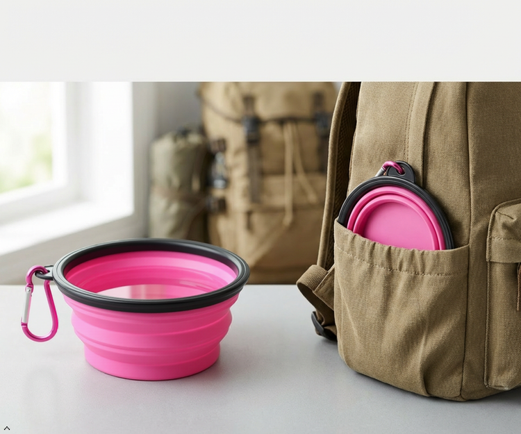 Dog Bowl Pet Collapsible Bowls, 2 Pack, Large, Dog Water Bowls for Cats Dogs, Portable Pet Feeding Watering Dish for Walking Parking Traveling with 2 Carabiners Collapsible Dog Bowls, Travel, Hiking