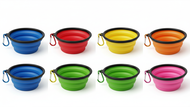 Silicone Foldable Pet Food Water Feeder, Collapsible Travel Bowl for Dog and Cat, Outdoor Portable