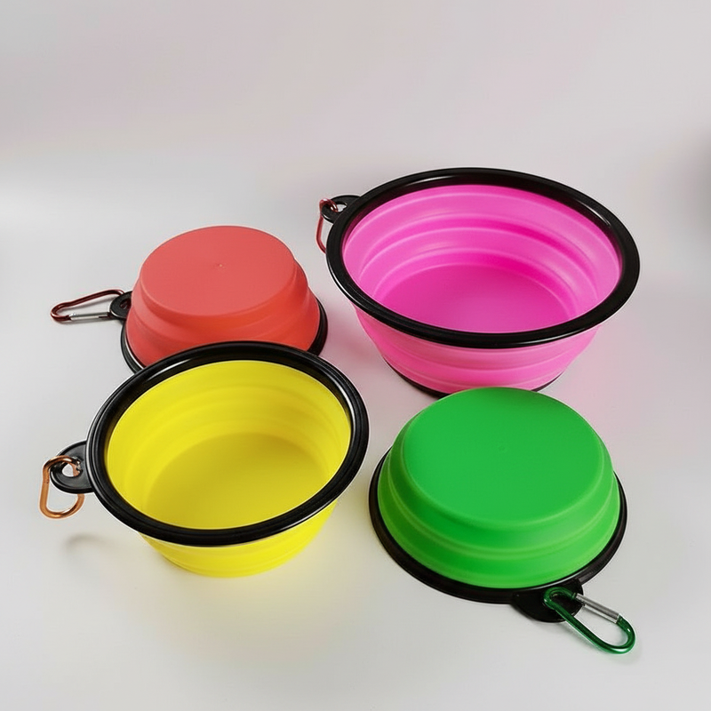 Silicone Foldable Pet Food Water Feeder, Collapsible Travel Bowl for Dog and Cat, Outdoor Portable
