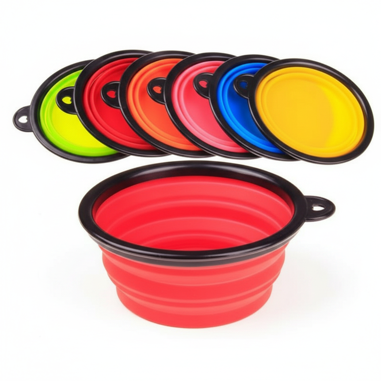 Silicone Foldable Pet Food Water Feeder, Collapsible Travel Bowl for Dog and Cat, Outdoor Portable