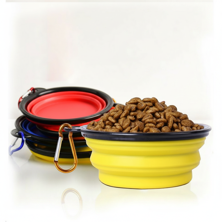 Silicone Foldable Pet Food Water Feeder, Collapsible Travel Bowl for Dog and Cat, Outdoor Portable