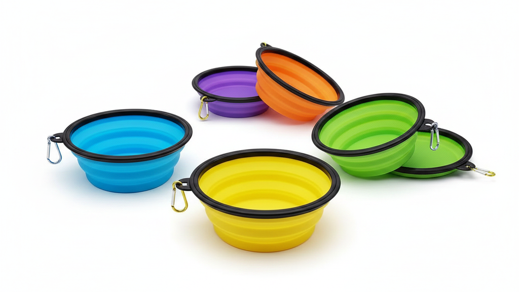 Dog Bowl Pet Collapsible Bowls, 2 Pack, Large, Dog Water Bowls for Cats Dogs, Portable Pet Feeding Watering Dish for Walking Parking Traveling with 2 Carabiners Collapsible Dog Bowls, Travel, Hiking