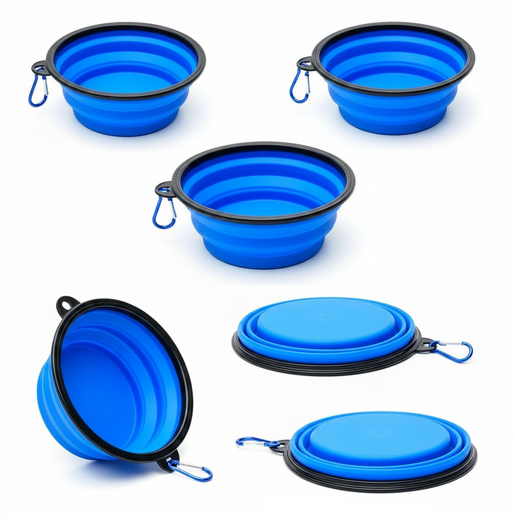 Silicone Foldable Pet Food Water Feeder, Collapsible Travel Bowl for Dog and Cat, Outdoor Portable