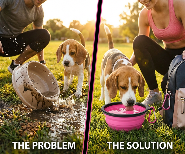 Dog Bowl Pet Collapsible Bowls, 2 Pack, Large, Dog Water Bowls for Cats Dogs, Portable Pet Feeding Watering Dish for Walking Parking Traveling with 2 Carabiners Collapsible Dog Bowls, Travel, Hiking
