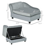 Luxury Fancy Dog Couch with Hidden Storage, Small Dog Sofa Bed with 2" Soft Foam, Modern Pet Furniture for Puppies & Little Breeds, Pale Gray
