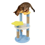 29" Moon & Star Cat Tree With 4 Levels, Jute Scratching Posts & Anti-Tipping Device For Kittens & Adults-Blue