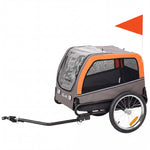Dog Bike Trailer, Pet Cart Bicycle Carrier with 2 Entrances, Quick Release Wheels, Reflectors, Flag, Safety Leash