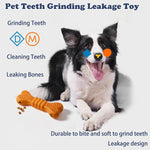 Orange bone-shaped dog chew toy with leakage design for teeth grinding and cleaning, ideal for pet dental care.