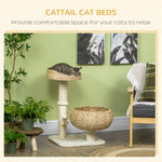 28" Elevated Cat Bed with Sisal Scratching Post for Indoor Kitties, Modern Cat Tree with Cute Basket Design, Small Cat Tree with Fun Ball Toy