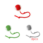 3pcs colorful pet ball toys with rope for dogs and cats, interactive chew and fetch play