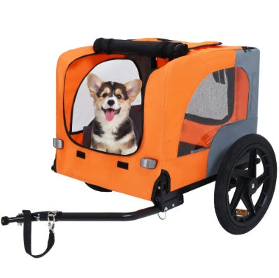 Utdoor Heavy Duty Collapsible Pet Bike Trailer With 16-Inch All Terrain Wheels & Universal Hitch   Foldable Dog Cargo Carrier Cart For Bicycles