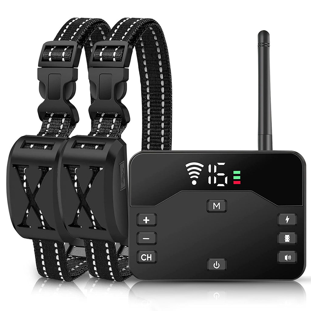 2 In 1 Wireless Electric Dog Fence Waterproof Pet Shock Boundary Containment System Electric Training Collar With 2 Receiver Collars For Small Medium Large Dogs