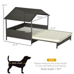 Outdoor Dog Bed Extendable Wicker Dog Bed w/ Waterproof Roof, Soft Cushion, for Small and Medium Dogs, Cream White