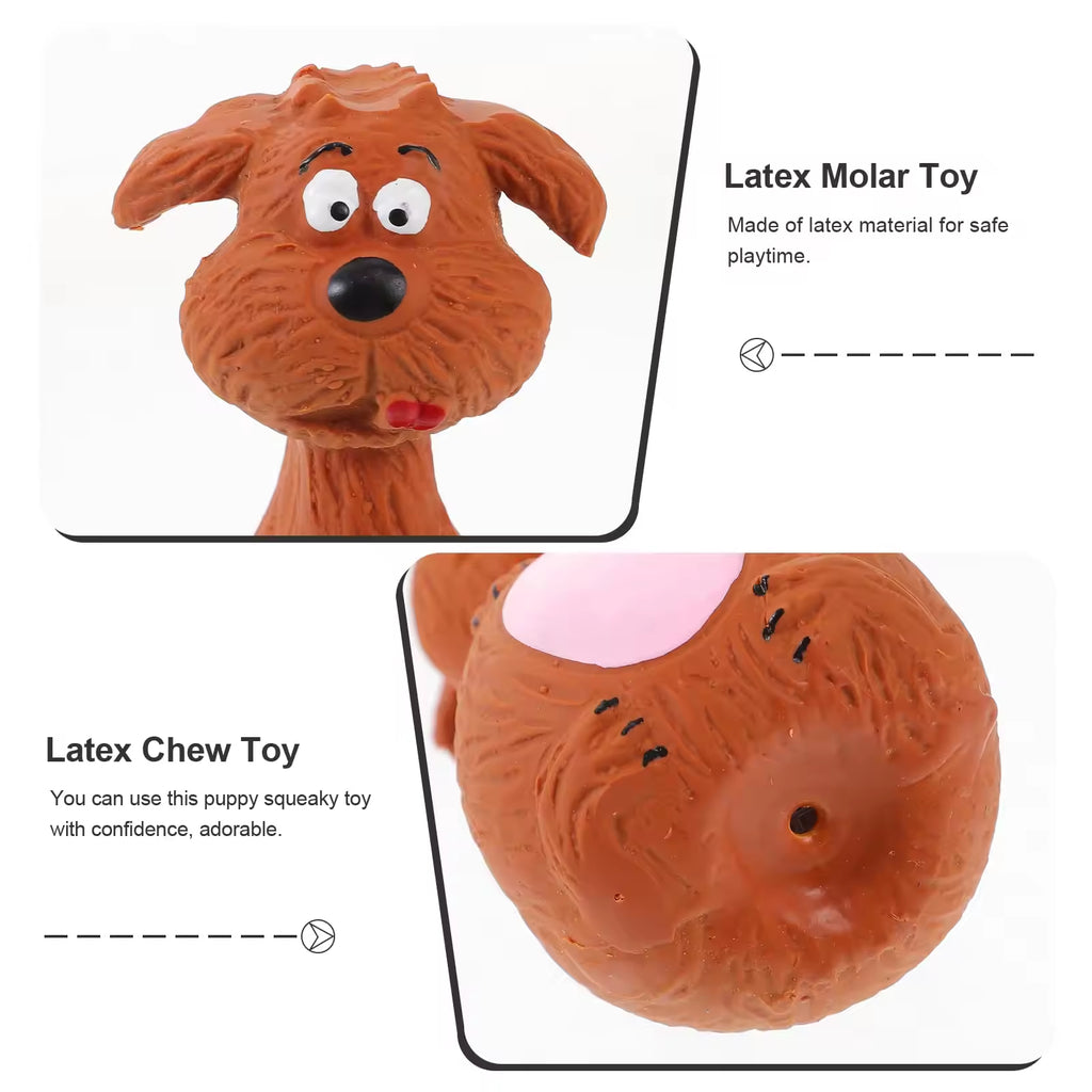 Adorable latex dog chew toy with squeaky molar design for safe puppy playtime