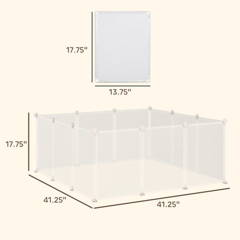Pet Playpen DIY Small Animal Cage Open Enclosure Portable Plastic Fence 12 Panels for Guinea Pig Hedgehog White, 18