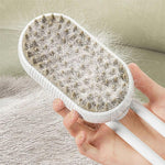 Pet grooming brush removing loose fur from dog or cat, ideal for pet supplies and grooming tools