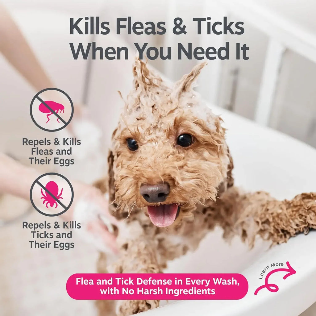 Zesty Paws Flea & Tick Removal Shampoo for Dogs - 16-fl oz Natural Soothing Deodorizing Cleaning Formula with Cedarwood Oil & Peppermint for Skin & Coat Care
